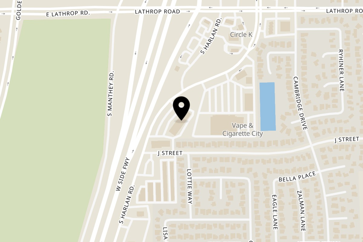 Map showing the location of Rasoi on 15338 S Harlan Rd in Lathrop